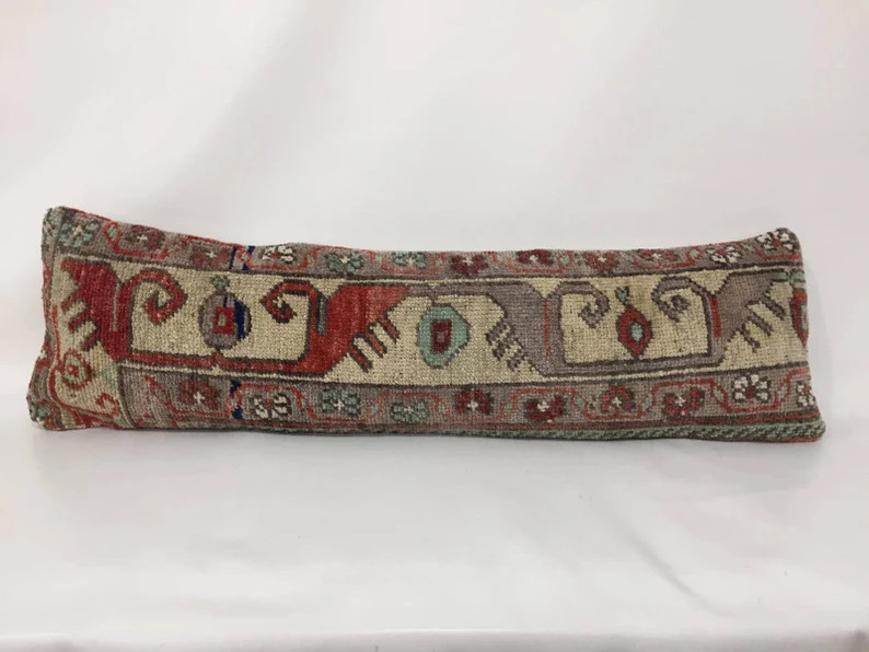 10X34 Pillow Cover, Lumbar Pillow, Lumbar Carpet Pillow, Bed Pillow Cover, Natural Wool With Trad... | Etsy (US)