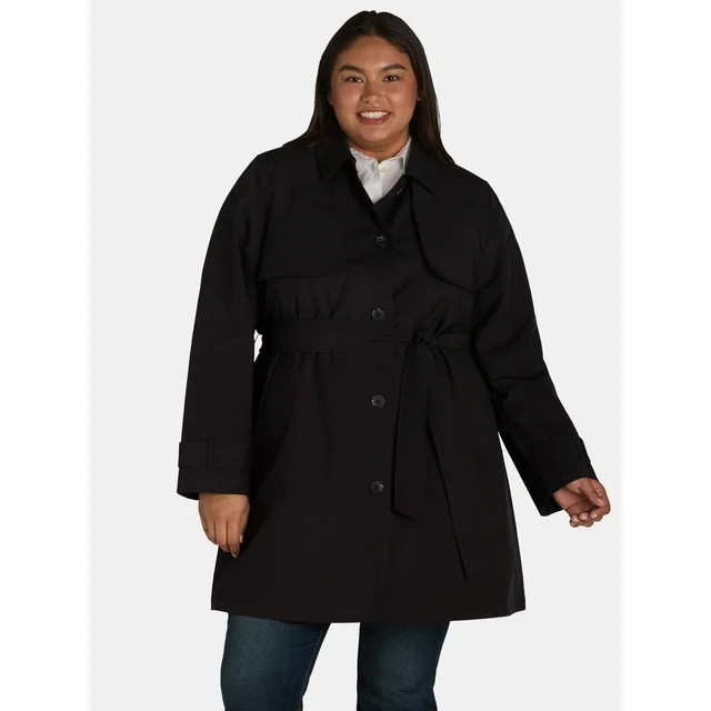 Time and Tru Women's and Women's Plus Trench Coat, Sizes XS-3X - Walmart.com | Walmart (US)