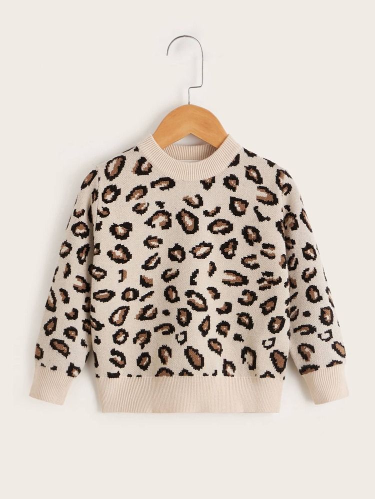 SHEIN Toddler Girls Leopard Pattern Sweater | SHEIN
