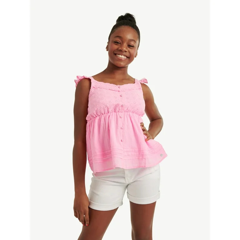 Justice Girls Woven Mix Tank Top, Sizes XS-XLP | Walmart (US)