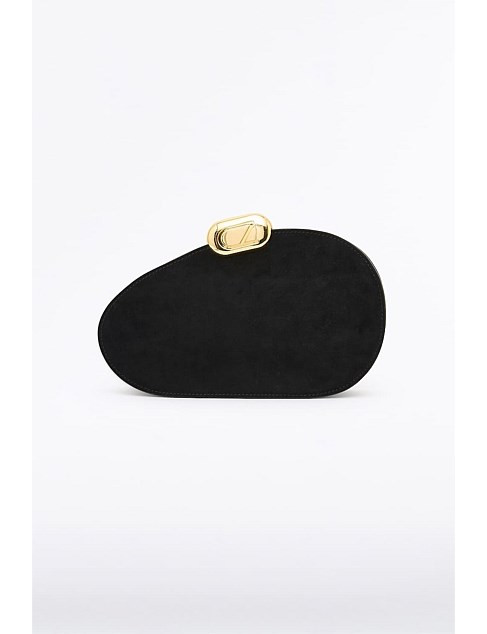 Carla Zampatti Black Cz Oval Suede Clutch | David Jones | David Jones (Australia & New Zealand)