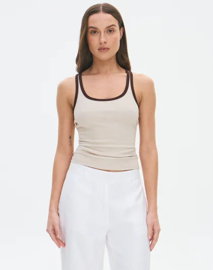 Contrast Tipped Scoop Rib Tank | Glassons (Australia)