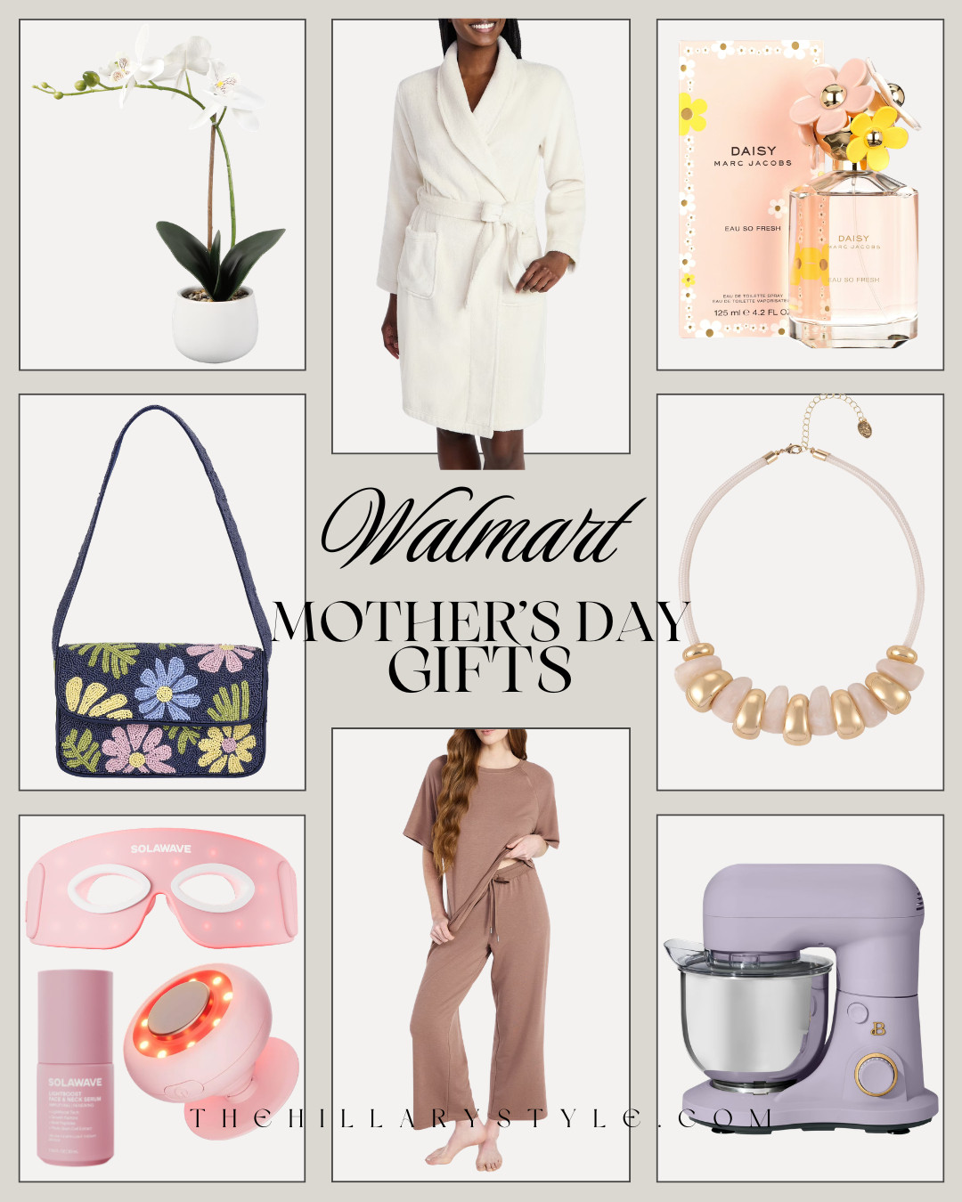 Walmart Mother's Day Gift Guide: Affordable Luxury & Elevated Basics
Discover the best Walmart Mother's Day gifts that bring a touch of quiet luxury to Mom's special day! This curated guide is packed with affordable luxury finds, from the popular Marc Jacobs Daisy floral perfume to cozy elevated loungewear sets. We've included gift ideas for her that she'll actually use, like the relaxing Solawave red light therapy wand and a gorgeous purple stand mixer for the home chef. Whether she'd love a new beaded floral purse or a beautiful faux orchid, these trending products are perfect for a thoughtful, spring-inspired gift guide. 

 #TheHillaryStyle #WalmartFinds #WalmartStyle #MothersDayGifts #AffordableLuxury #QuietLuxury #GiftGuide2026 #GiftIdeasForHer #MothersDay2026 #WalmartRun #SelfCareGifts #WalmartHome #SpringGifts  

#LTKMothersDay #LTKMothersDay #LTKmomlife #LTKSeasonal