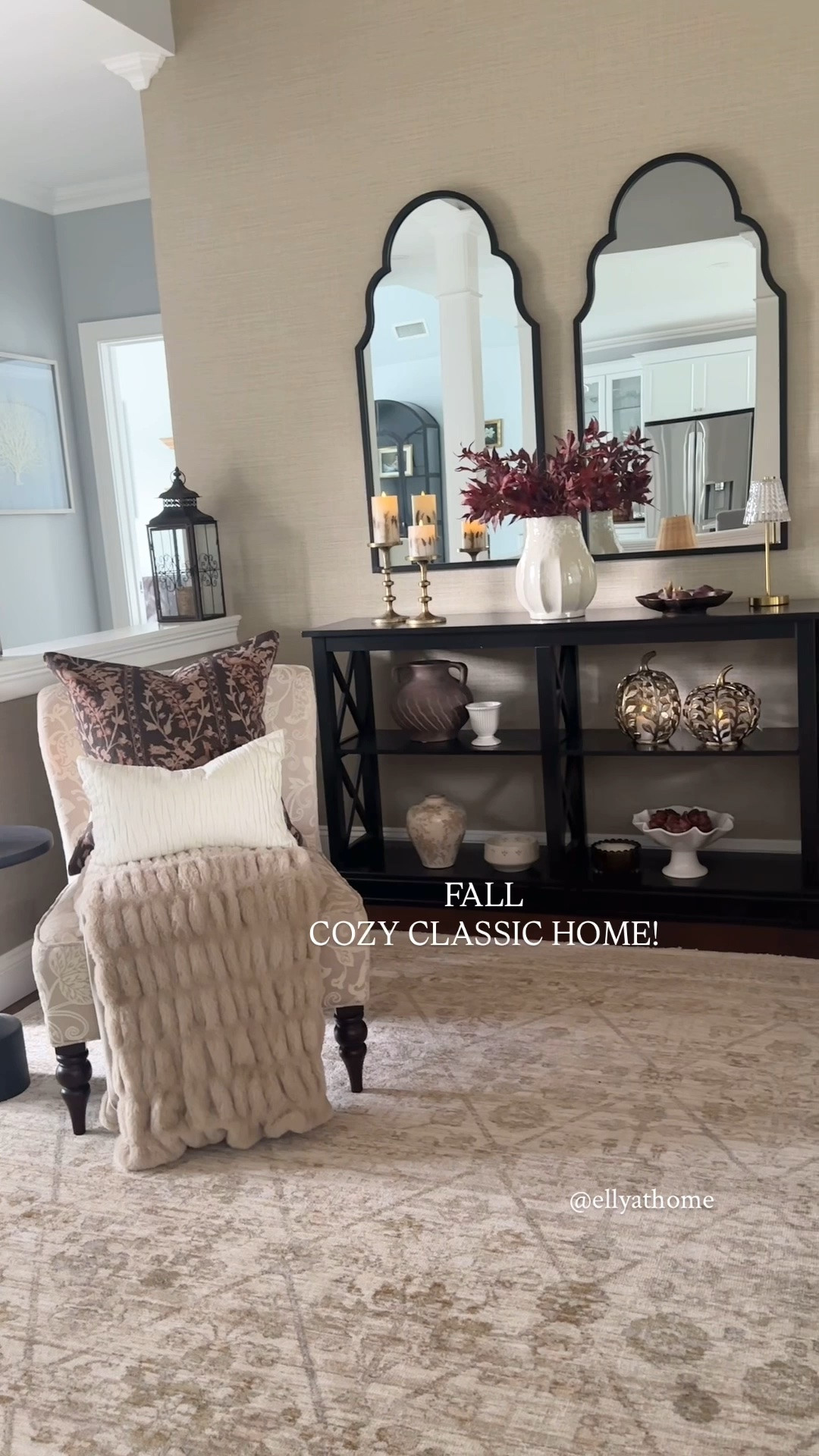 Cozy classic fall entryway styling! Shop my new throw pillows, neutral vases, cozy blankets, new area rug, fall florals, candle holders, fall candles, classic home decor + more classic home finds!

#LTKdayinmylife #LTKHome #LTKSaleAlert