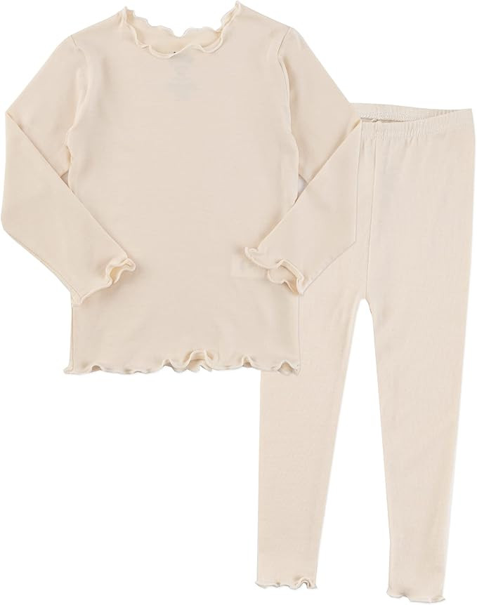 MiNi-K Baby Girls Boys Pajamas Kids Toddler Soft Comfy Modal Tencel Ruffled Shirring Solid Sleepw... | Amazon (US)