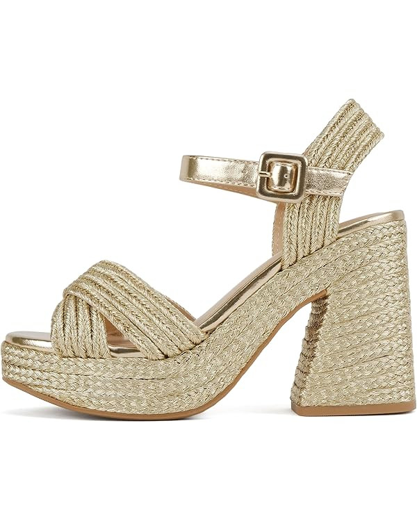 Soda “Yara” ~ Square Open Toe Crisscross Band Ankle Strap High Heel Sandal | Amazon (US)