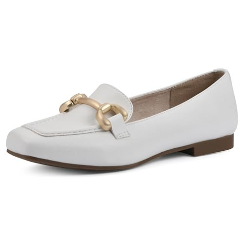 CLIFFS BY WHITE MOUNTAIN Women's Bestow Moc-Toe Loafer Flat, White/Smooth, 9.5 W | Amazon (US)