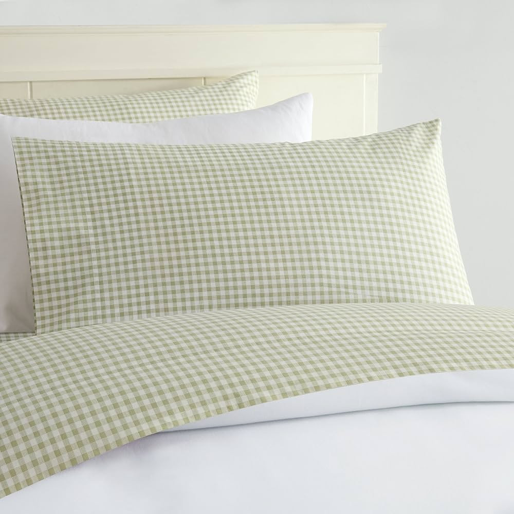 Laurel & Mayfair 250tc 100% Cotton Gingham Print Sheet Set, Twin, Green | Amazon (US)