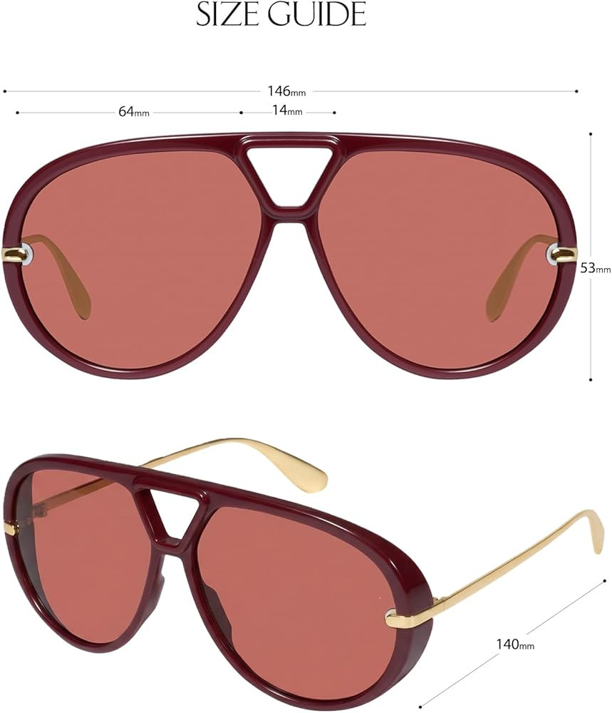 mosanana Trendy Oversized Aviator Sunglasses for Women Retro Style MS52478 | Amazon (US)