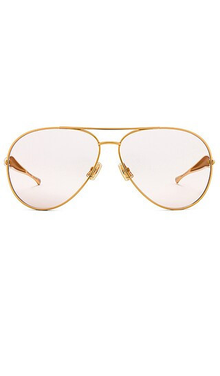 Bottega Veneta Sardine Aviator Sunglasses in Metallic Gold. | Revolve Clothing (Global)