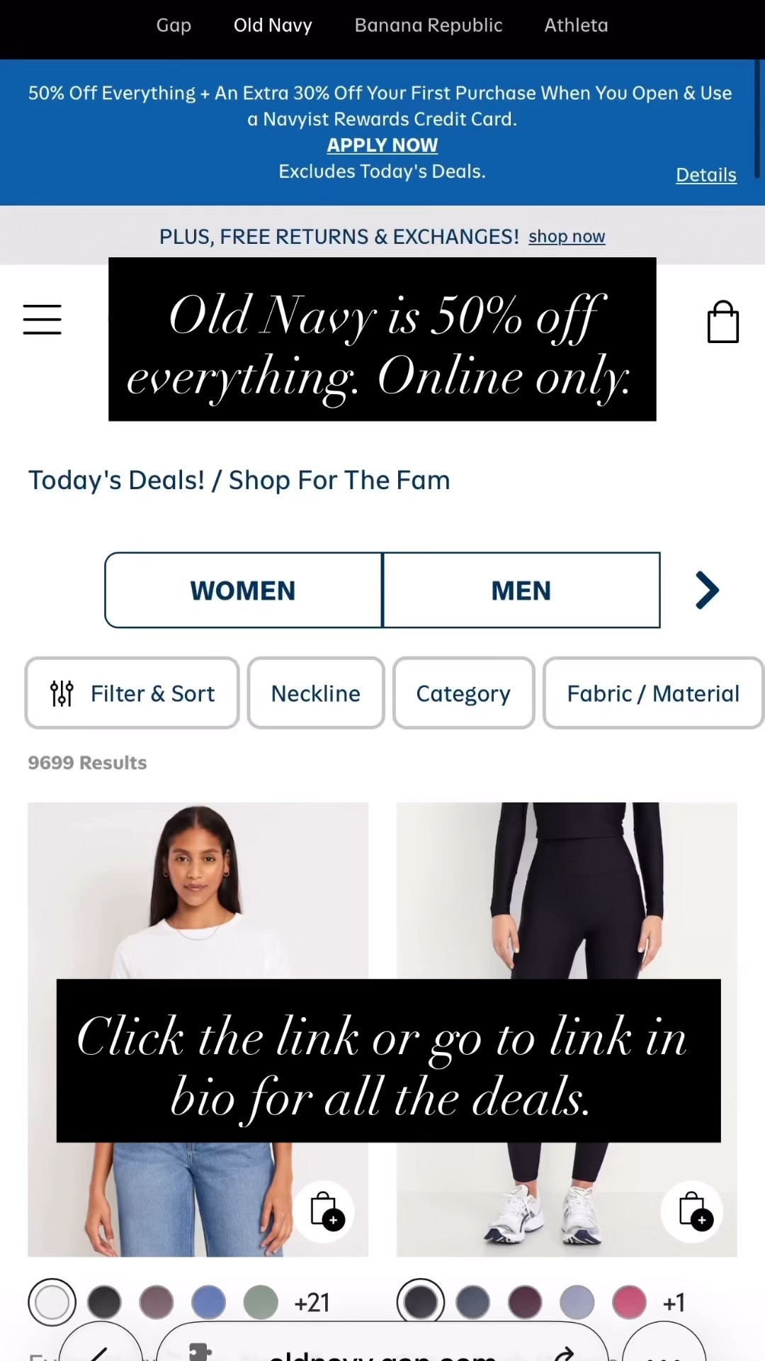 Old Navy is having an online only sale - 50% off everything. Shirts as low as $4.99. Pants as low as $14.99 (in women’s)

#LTKSaleAlert #LTKootd