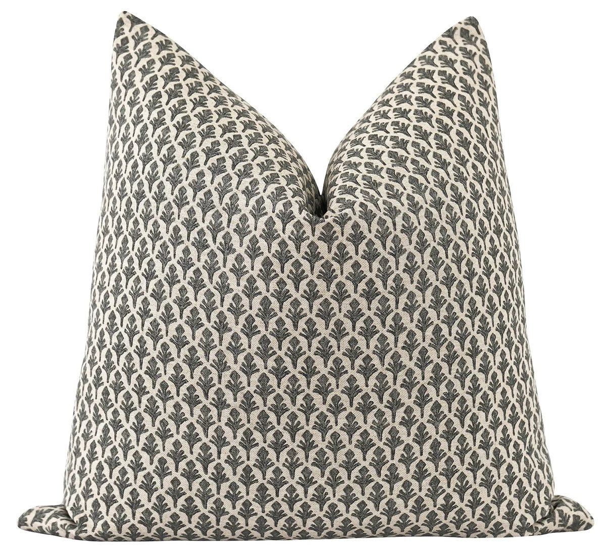 Lilburn Charcoal Floral Pillow | Land of Pillows