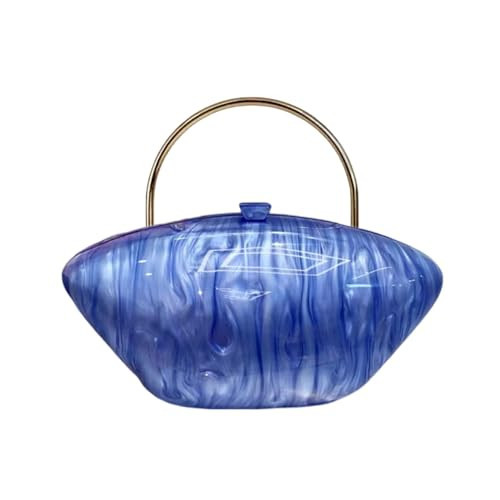 DEBIMY Cute Acrylic Shell Shaped Clutch Purse Small Evening Handbags for Women Wedding Party Prom CrossBody Bag, Blue | Amazon (US)