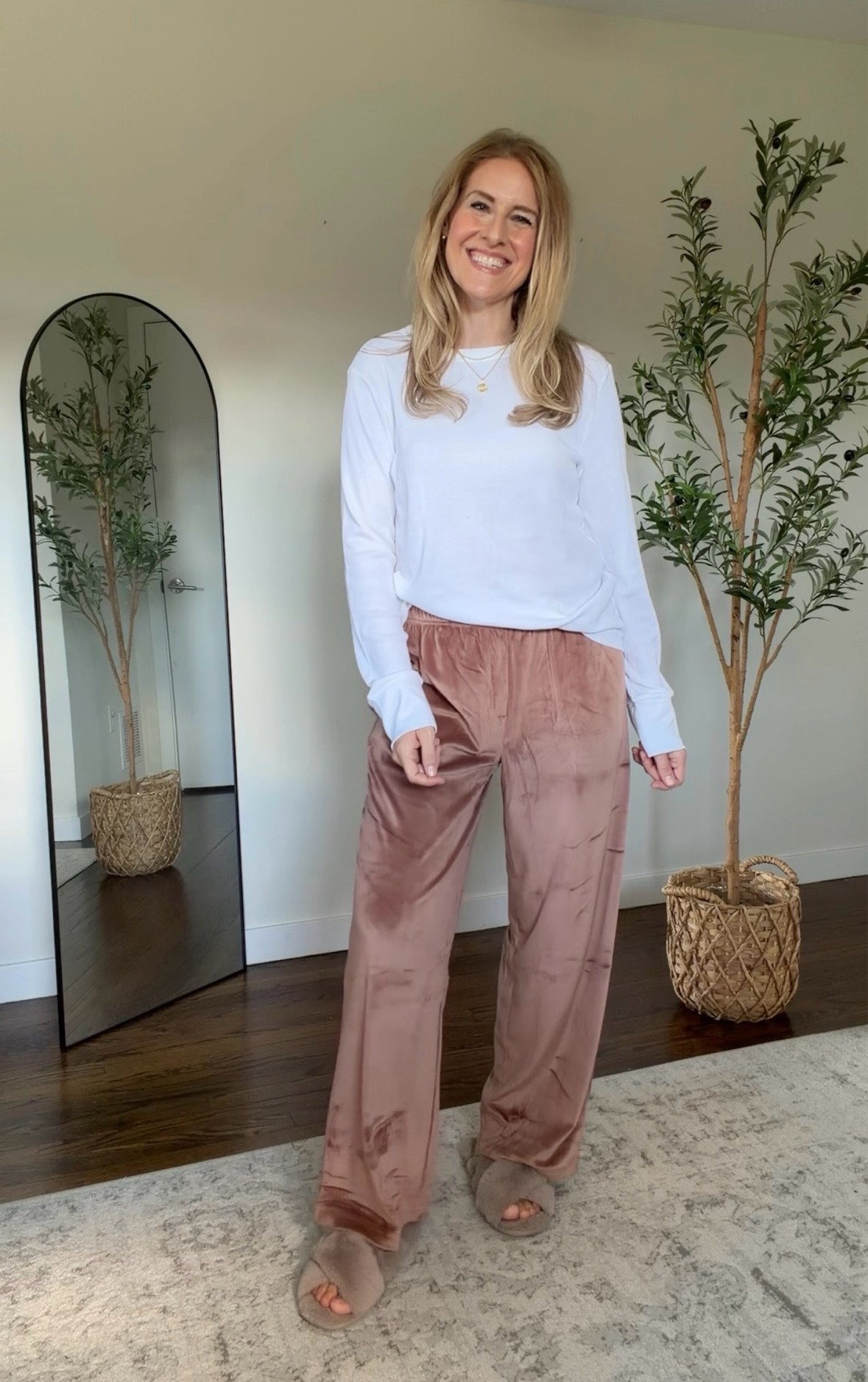 $9.98 velour pajama pants at Walmart are back! So soft. Runs small, I sized up to medium. #walmartfashion