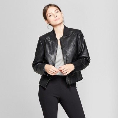 Women's Long Sleeve Collared Moto Jacket - Prologue™ Black | Target