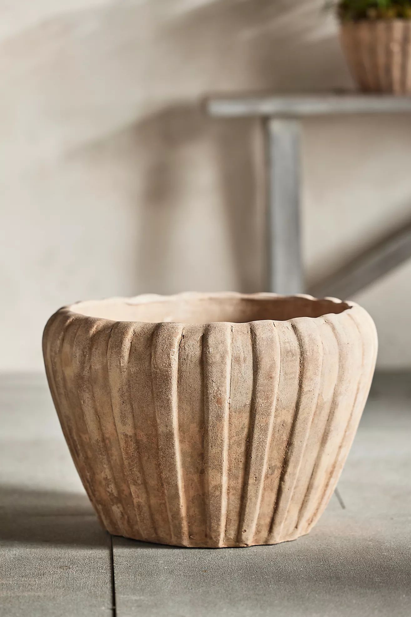 Ribbed Terracotta Low Taper Pot | Terrain