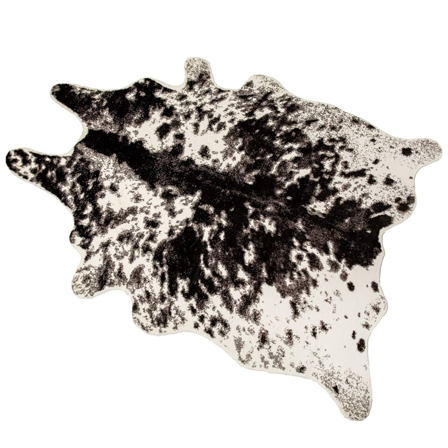 MustMat Faux Cowhide Rug Black and White Cow Print Area Rug Large Animal Hide Carpet Western Deco... | Amazon (US)