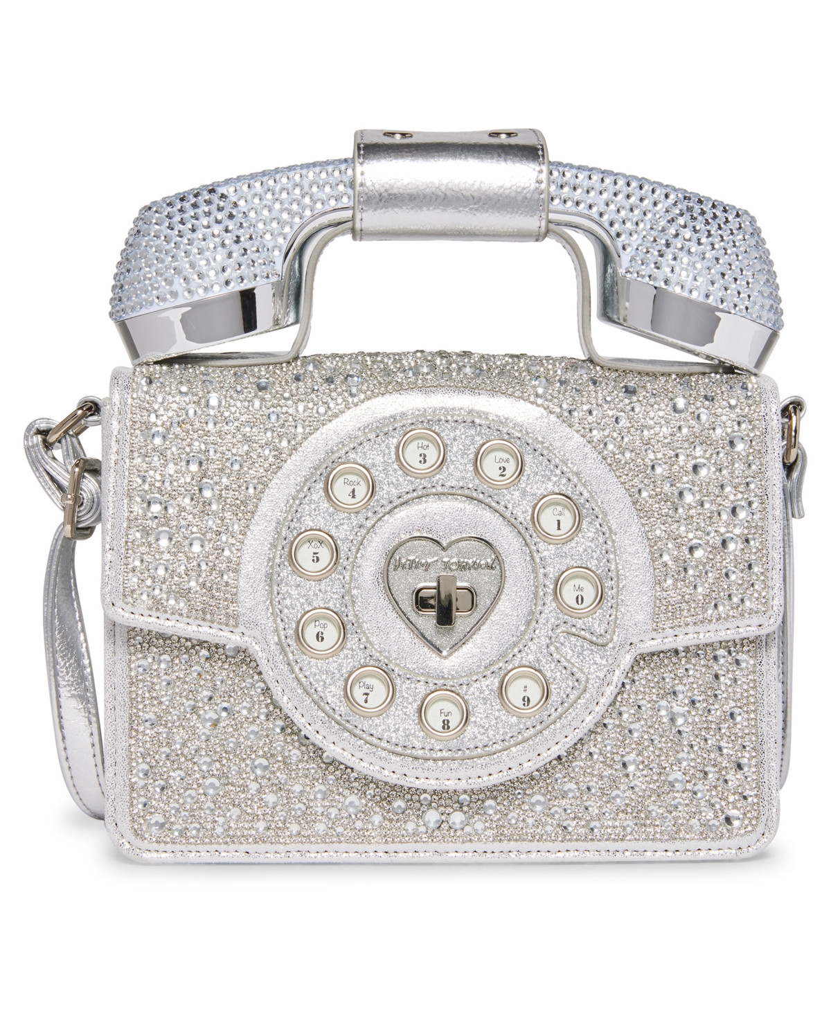 Betsey Johnson Women's Party Line Faux Rhinestone Phone Bag - Silver-Tone | Macy's