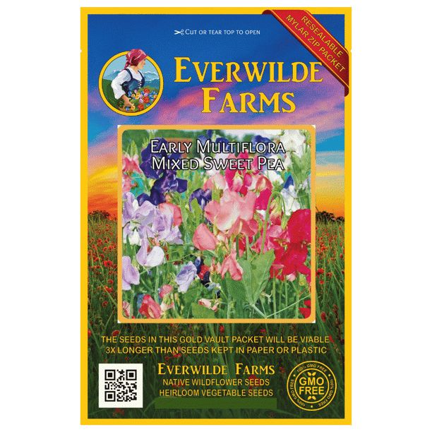 Everwilde Farms - 50 Early Multiflora Mixed Sweet Pea Garden Flower Seeds - Gold Vault Jumbo Bulk... | Walmart (US)