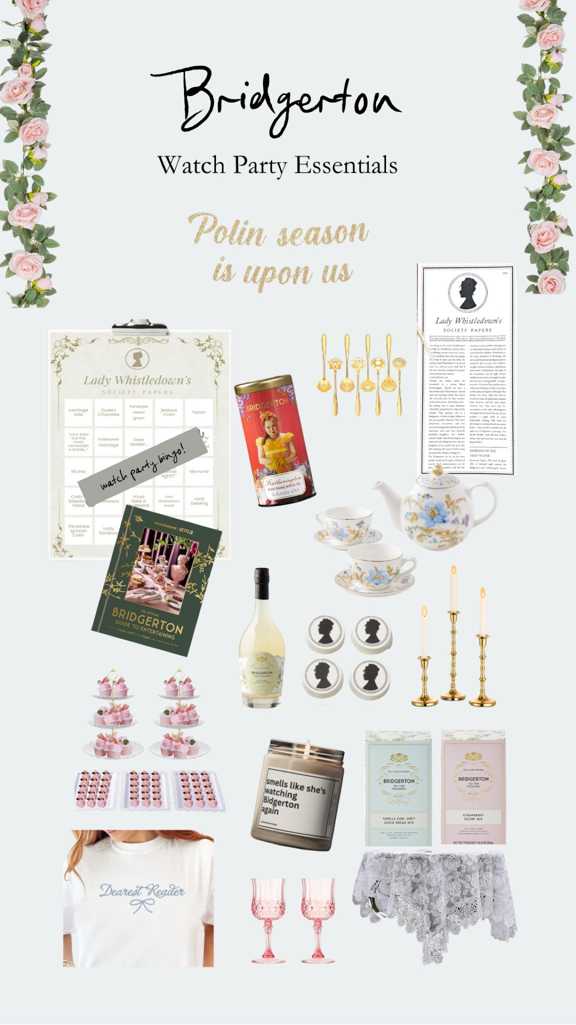 All the necessities for a spectacular Bridgerton party! I’ll be using this things for my premiere party I’m in hosting :) 

#bridgerton #partyideas #partydecor #teaparty #teatime #ltkhome

#LTKFindsUnder100 #LTKFindsUnder50