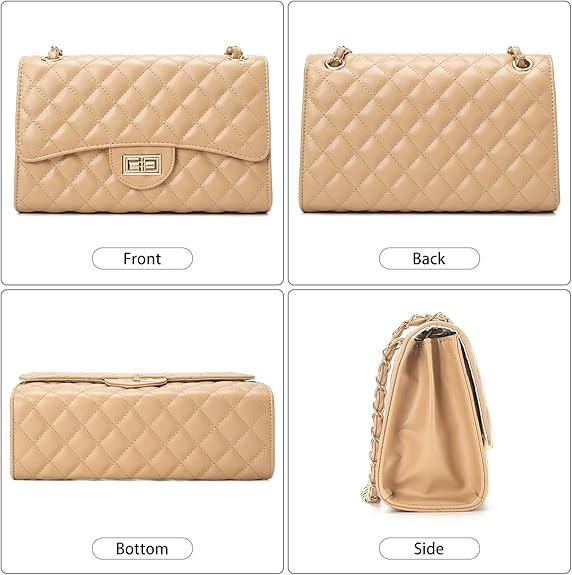 Quilted Leather Crossbody Bags for Women Trendy Ladies Shoulder Purse Satchel HandBag with Chain ... | Amazon (US)