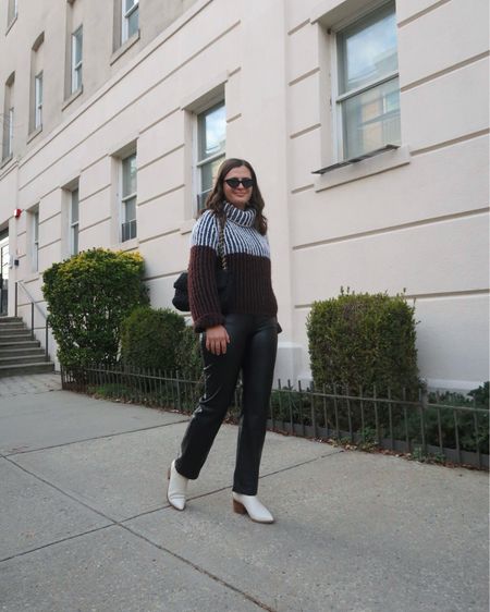 Love wearing white boots for winter! Pairing them with a color block turtleneck sweater and my leather pants from Abercrombie 

#LTKfindsunder100 #LTKstyletip #LTKshoecrush