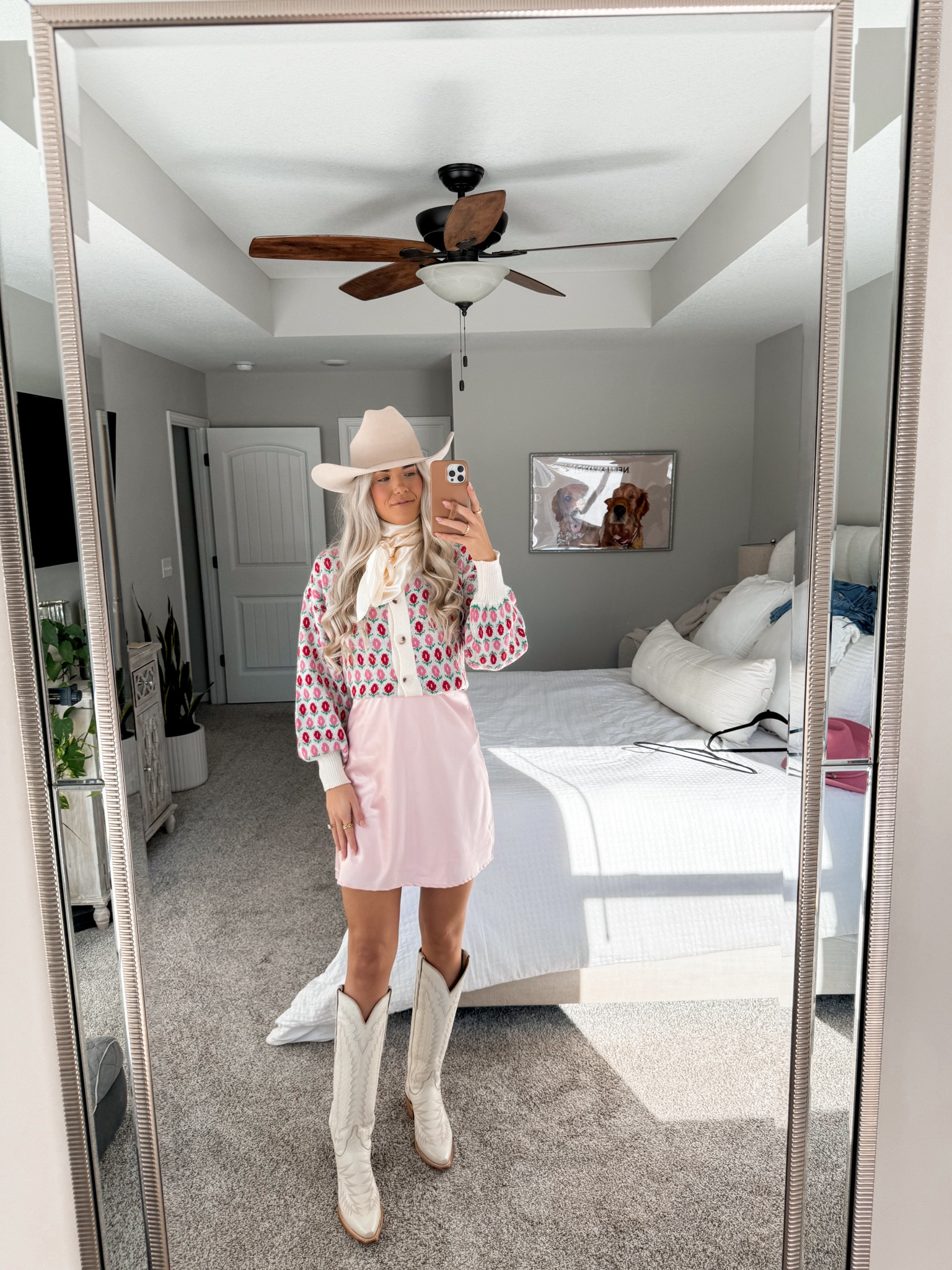 amazon valentines outfit: western addition 🎀 sizing — medium in cardigan, boots true to size,  dress size small. linked exact boots and similar options!!


western fashion 
cowgirl boots 
cowgirl fashion 

#LTKsalealert #LTKshoecrush #LTKSeasonal