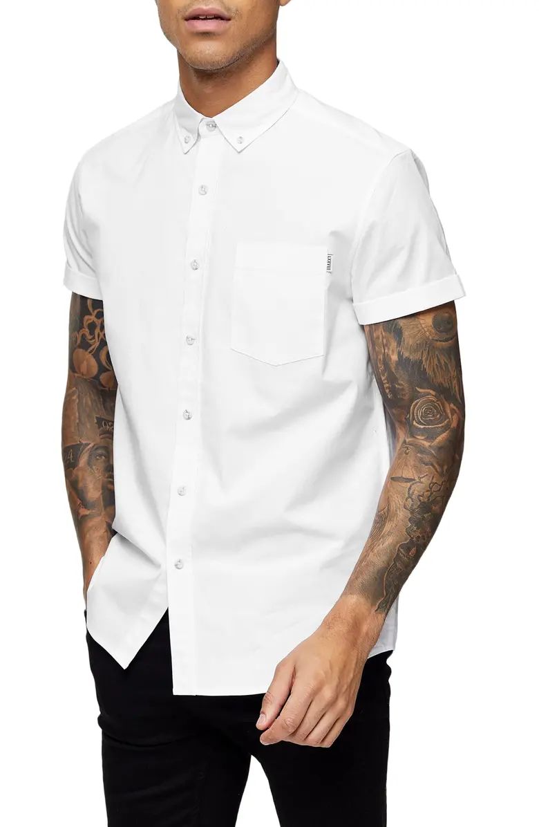 Muscle Fit Short Sleeve Button-Down Oxford Shirt | Nordstrom