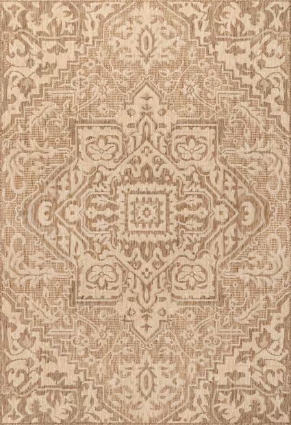 Beige Gemstone Medallion Indoor/Outdoor Area Rug | Rugs USA