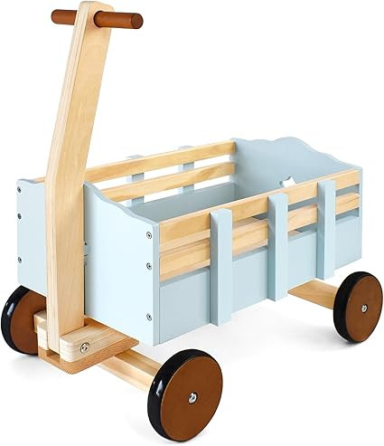 PairPear Kids Wagon Toy,Wooden Toys Cargo Walker Cart Wagon Stroller,Toddler Push and Pull Baby W... | Amazon (US)