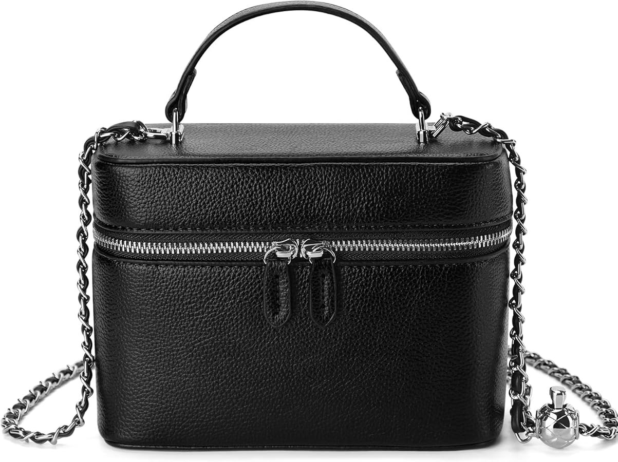 Women's Square Box Handbag Crossbody Shoulder Bag Rectangular Small Purse Metal Bucket Chain Clas... | Amazon (US)