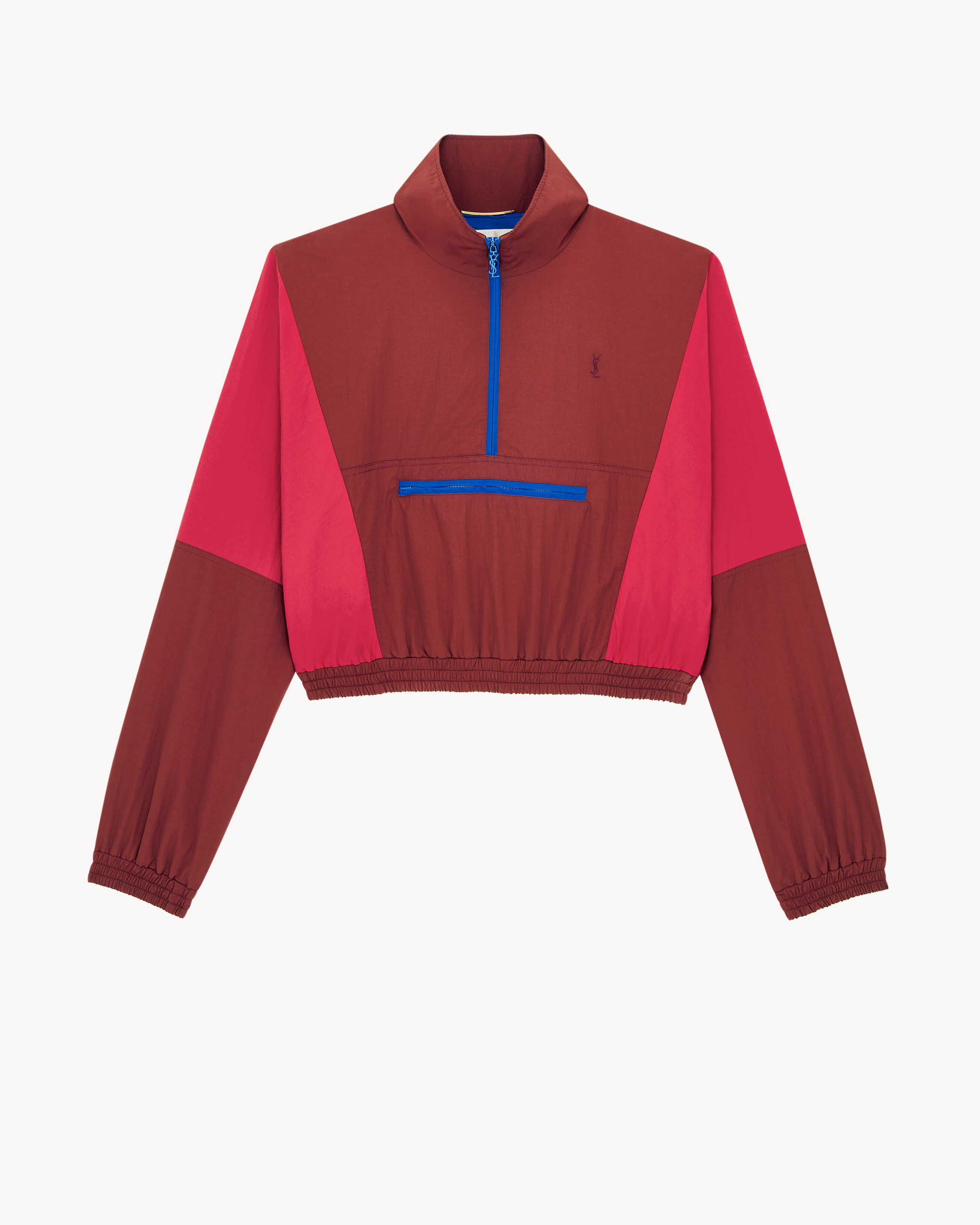 Saint Laurent Cassandre Cropped Windbreaker In Nylon Faille - Red - Women - 6 | Saint Laurent Inc. (Global)