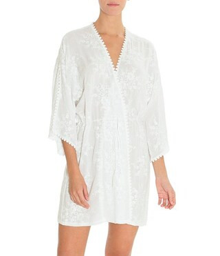 Bird Song Embroidered Short Wrap Robe | Dillard's