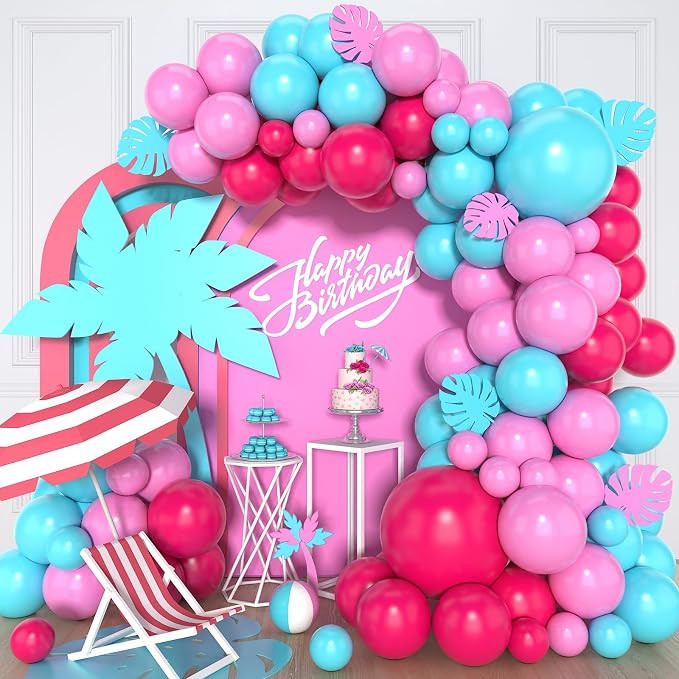 Hot Pink and Teal Balloon Arch Kit, 112Pcs Pink Teal Balloon Garland Kit Teal Blue Hot Pink Latex... | Amazon (US)