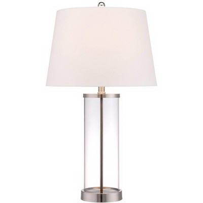 360 Lighting Coastal Table Lamp 26.25" High Clear Glass Cylinder Steel Fillable White Drum Shade for Living Room Family Bedroom Bedside Office | Target