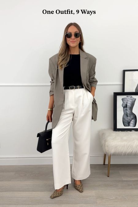 Smart blazer outfit with white trousers

Size details👇🏼
Blazer: S
Top: XS
Trousers: 26 short 
Gucci Slingback shoes: 4.5 (wider feet should take half a size up)

#LTKstyletip #LTKshoecrush #LTKfindsunder100
