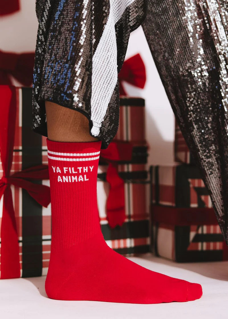 Ya Filthy Animal Long Crew Socks - Red | Alice & Wonder