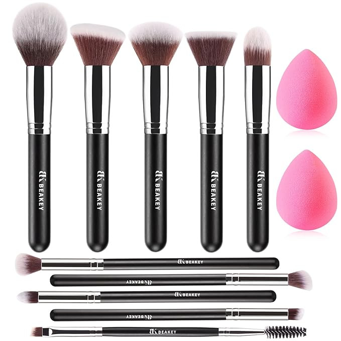BEAKEY Makeup Brush Set Professional for Eye and Face, Blending Brush for Foundation, Eyeshadow, ... | Amazon (US)