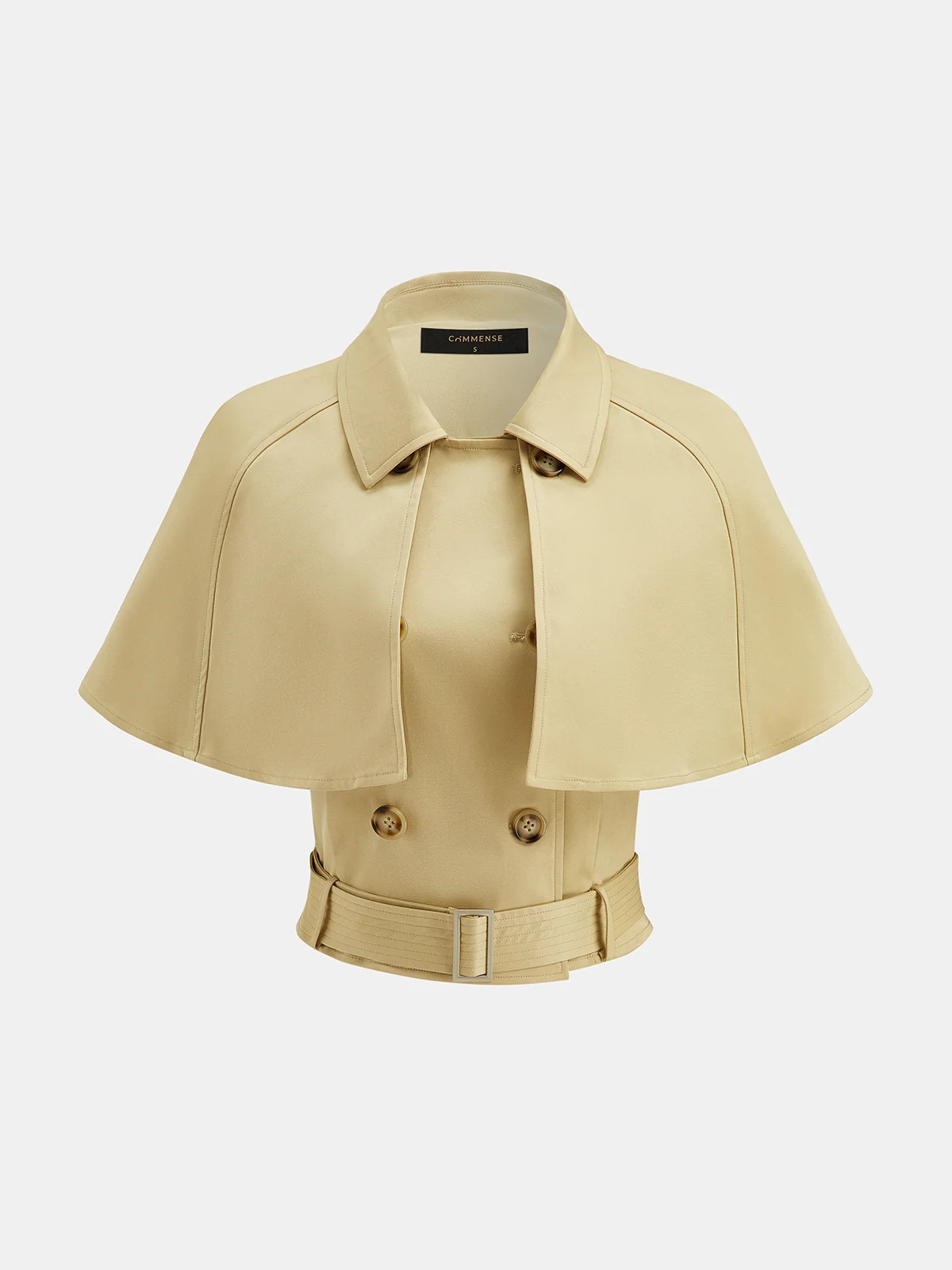 Cape Overlay Belted Trench Top | Commense
