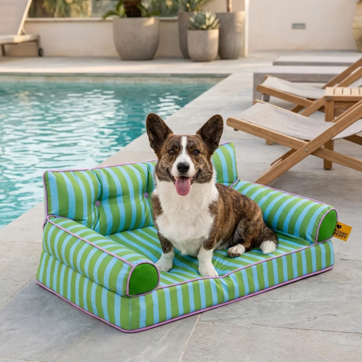Stripe Waterproof Foldable Large Dog Sofa Bed - Sunny Siesta | FunnyFuzzy Affiliate Program