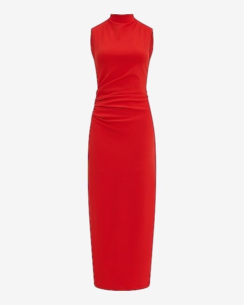 Crepe Mock Neck Sleeveless Ruched Maxi Sheath Dress

#LTKgrwm #LTKootd