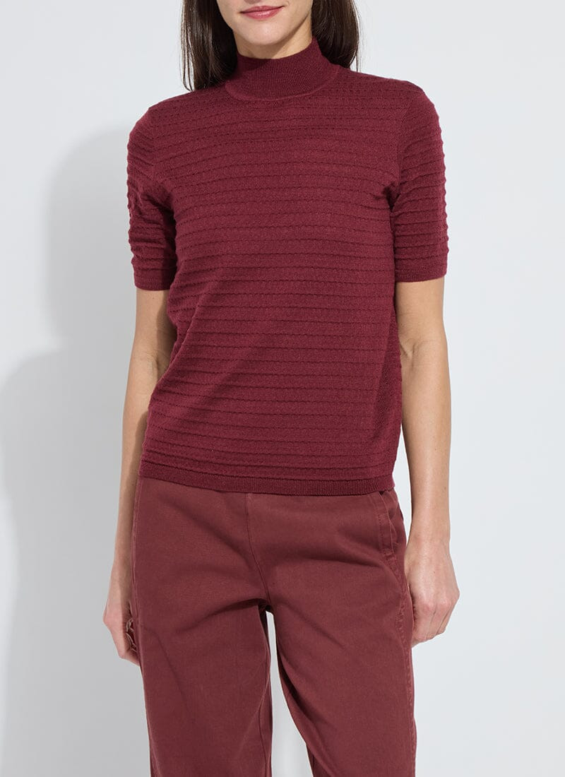 Lottie Smocked Mock Short Sleeve Sweater | Lysse NY