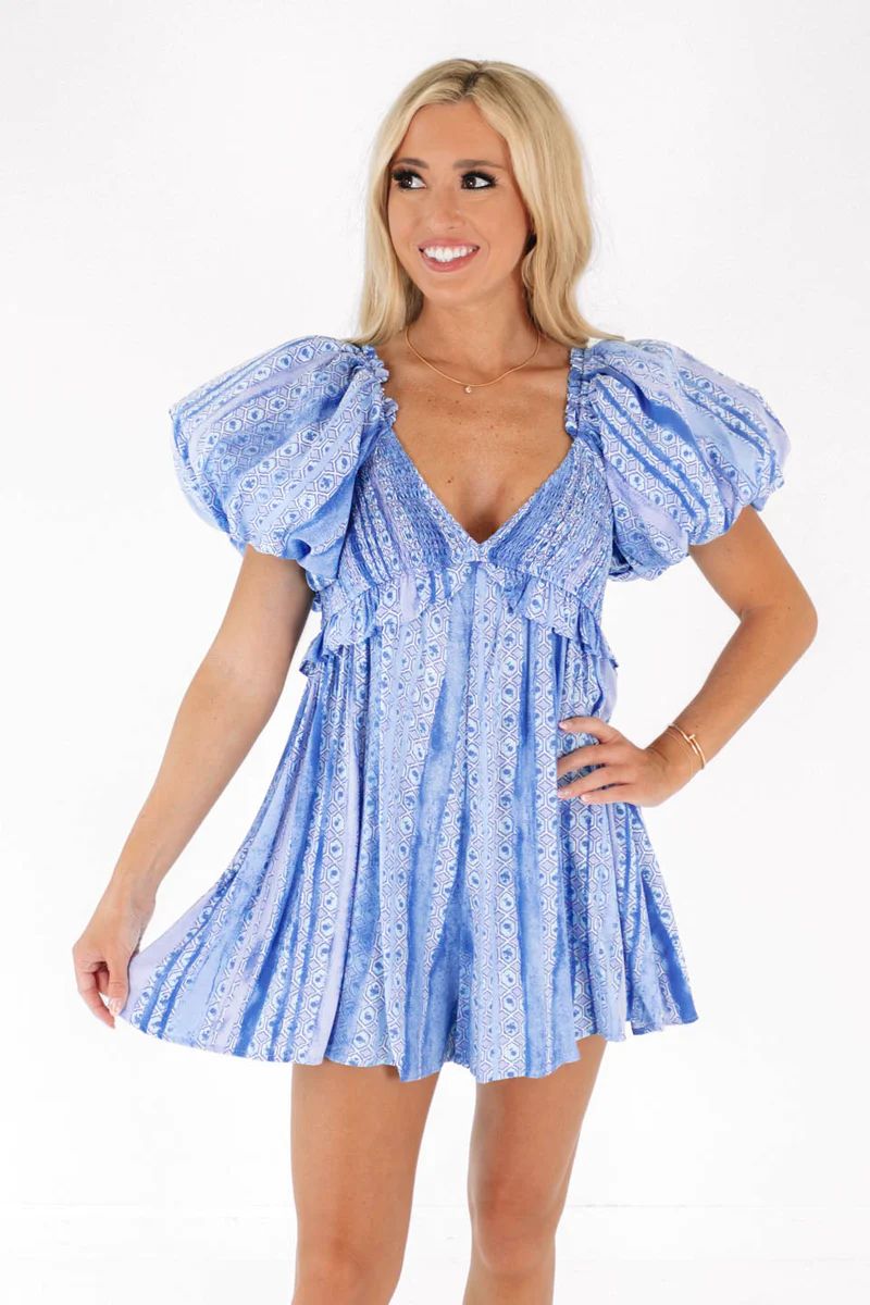 Boating to the Blue Grotto Romper - Blue | The Impeccable Pig