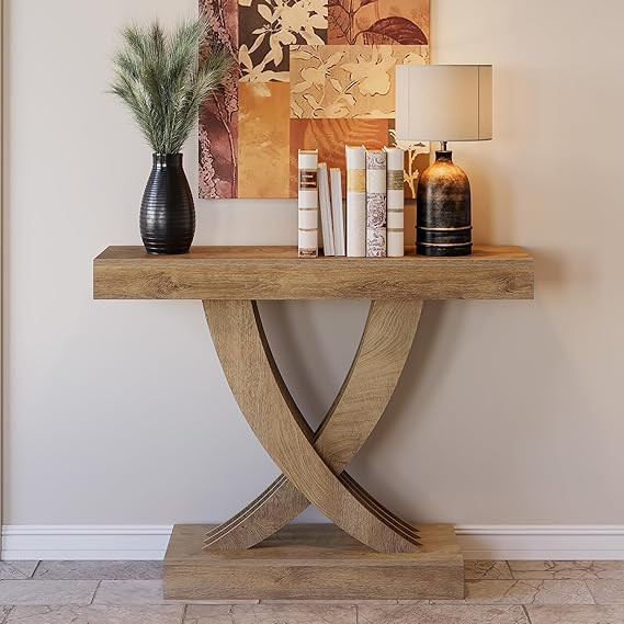 LITTLE TREE 43.3 Inch Entryway Table, Farmhouse Wooden Console Table Behind The Couch, Rectangula... | Amazon (US)