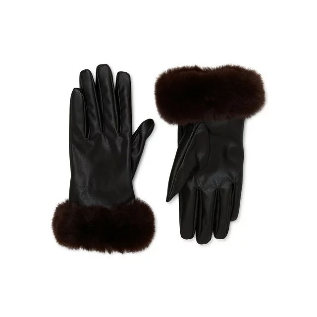 Time and Tru Women's Gloves with Faux Fur Cuff | Walmart (US)