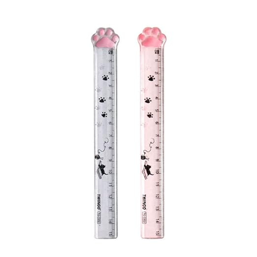 AKOAK 2 Pieces (15 cm) Cute Cat's Paw Straighter Ruler, Plastic Clear Student Ruler, for DIY Draw... | Amazon (US)