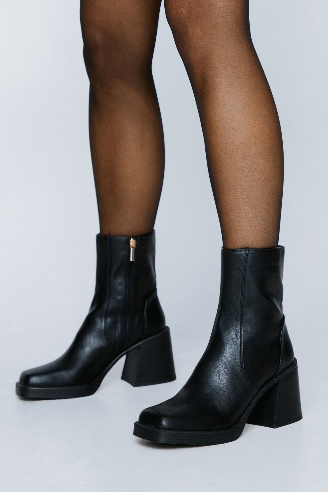 Faux Leather Platform Ankle Boots | Nasty Gal (US)