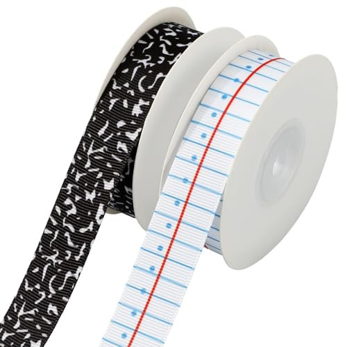 Whaline Back to School Grosgrain Ribbon 0.8 Inch Notebook Composition Decorative Fabric Wrapping Ribbon for First Day of School DIY Crafts Wreath Bow Making, 2 Rolls, 20 Yard | Amazon (US)