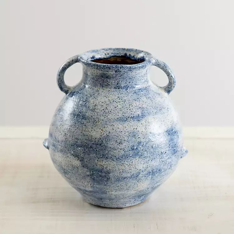 Blue Organic Ceramic Handle Jug Vase, 6 in. | Kirkland's Home