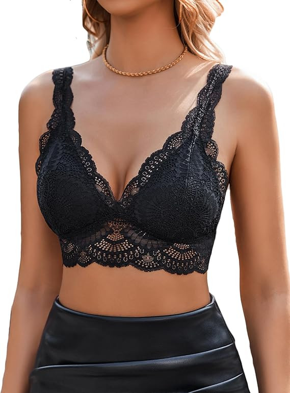 Avidlove Lace Women's Bra, Sexy Everyday Bra, Without Underwire, V-Neck, Breathable Bralette, Ful... | Amazon (DE)